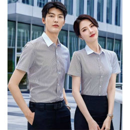 Customized men's and women's fashion short-sleeved striped shirts Design blue and black striped shirts Bank Insurance Senior Executive Real Estate Property Management Polyester 57.9% Cotton 42.1% MIZIQI3231 SKR079 Customized men's and women's fashion short-sleeved striped shirts Design blue and black striped shirts Bank Insurance Senior Executive Real Estate Property Management Polyester 57.9% Cotton 42.1% MIZIQI3231 SKR079